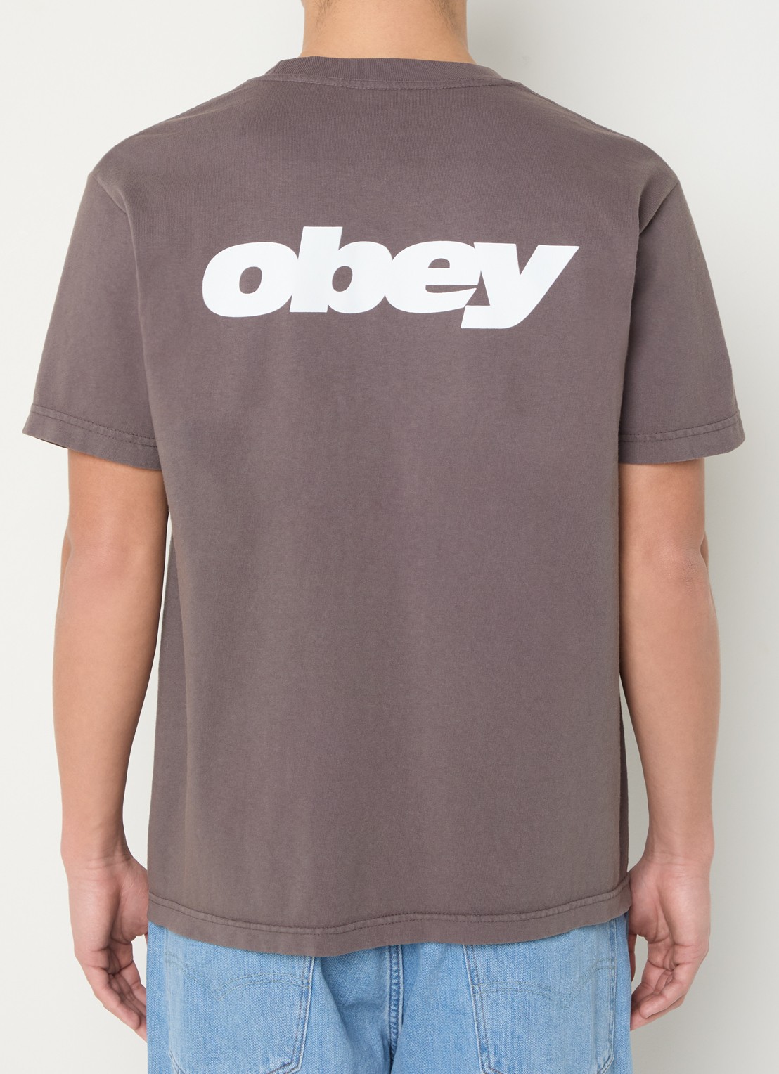 Obey Bounce T-shirt met logo- en backprint - detail 4 antraciet
