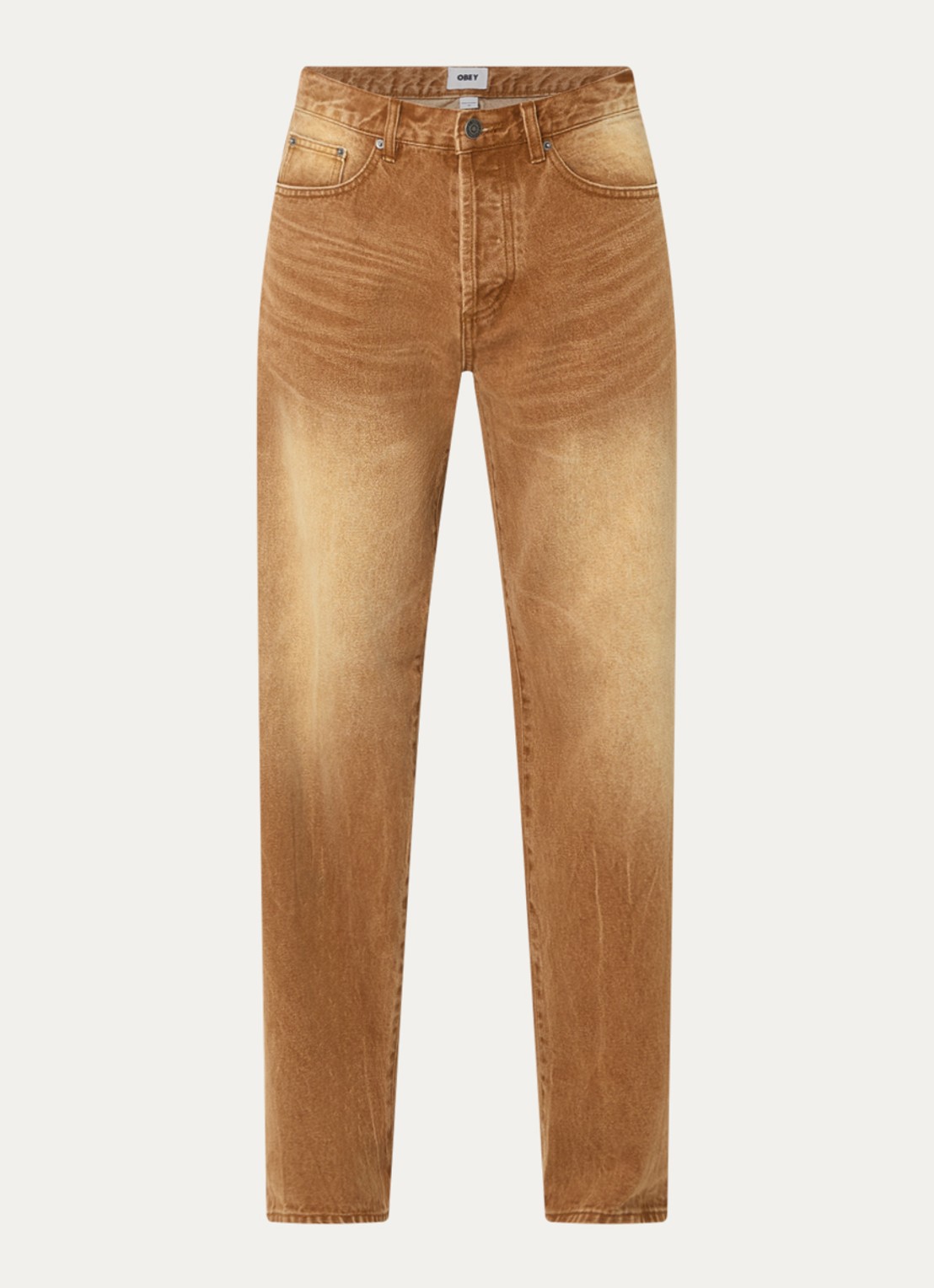 Obey Boxcar straight leg jeans met medium wassing - voorkant 3 camel