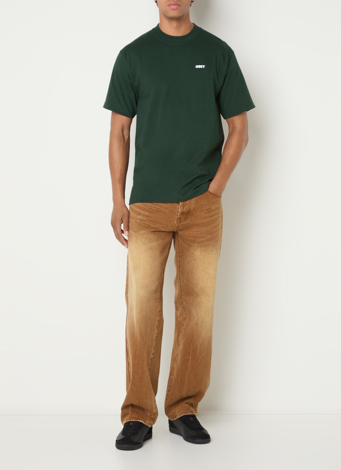 Obey Boxcar straight leg jeans met medium wassing - voorkant 4 camel