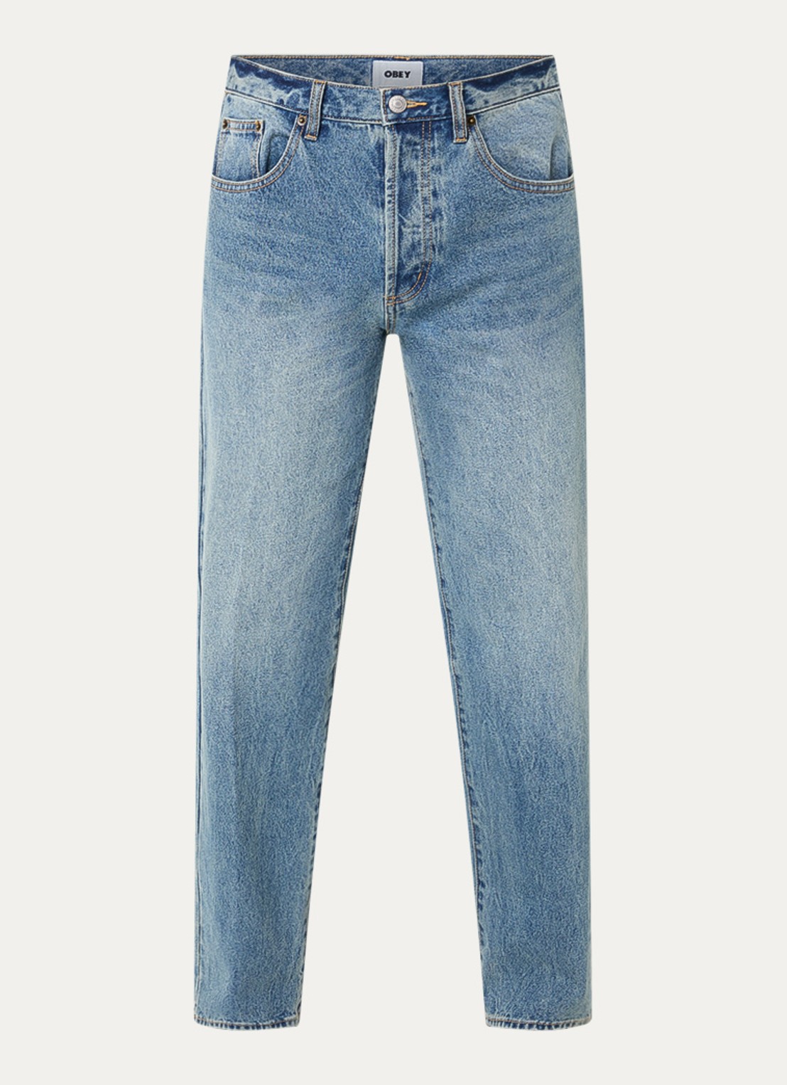 Obey Boxcar straight leg jeans met medium wassing - voorkant 4 indigo