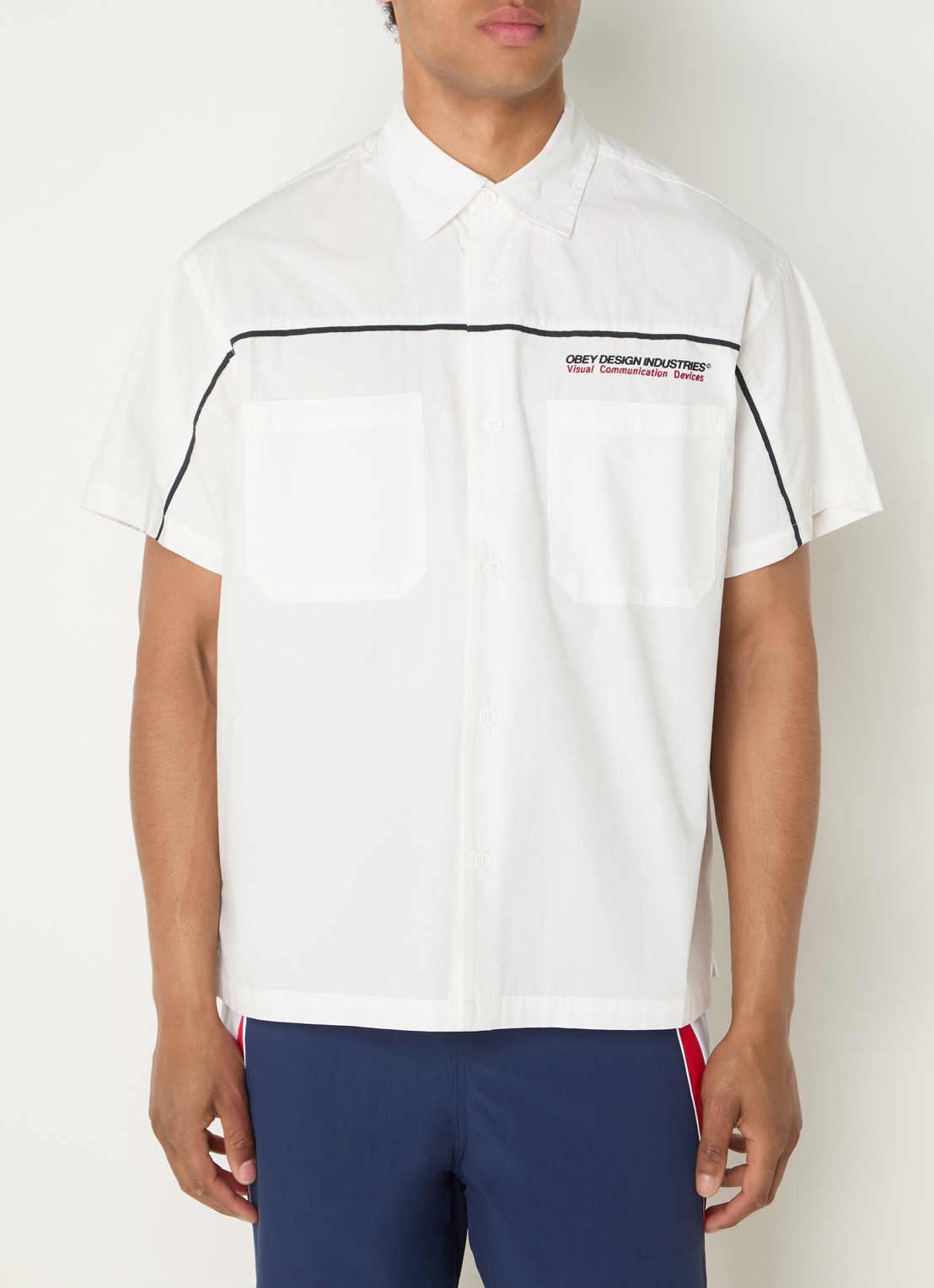Obey Camber regular fit overhemd met borstzak - detail wit