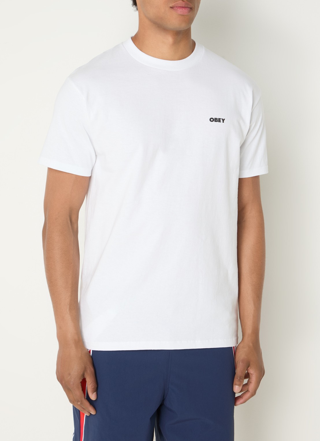 Obey Chalky T-shirt met logo- en backprint - achterkant 3 wit