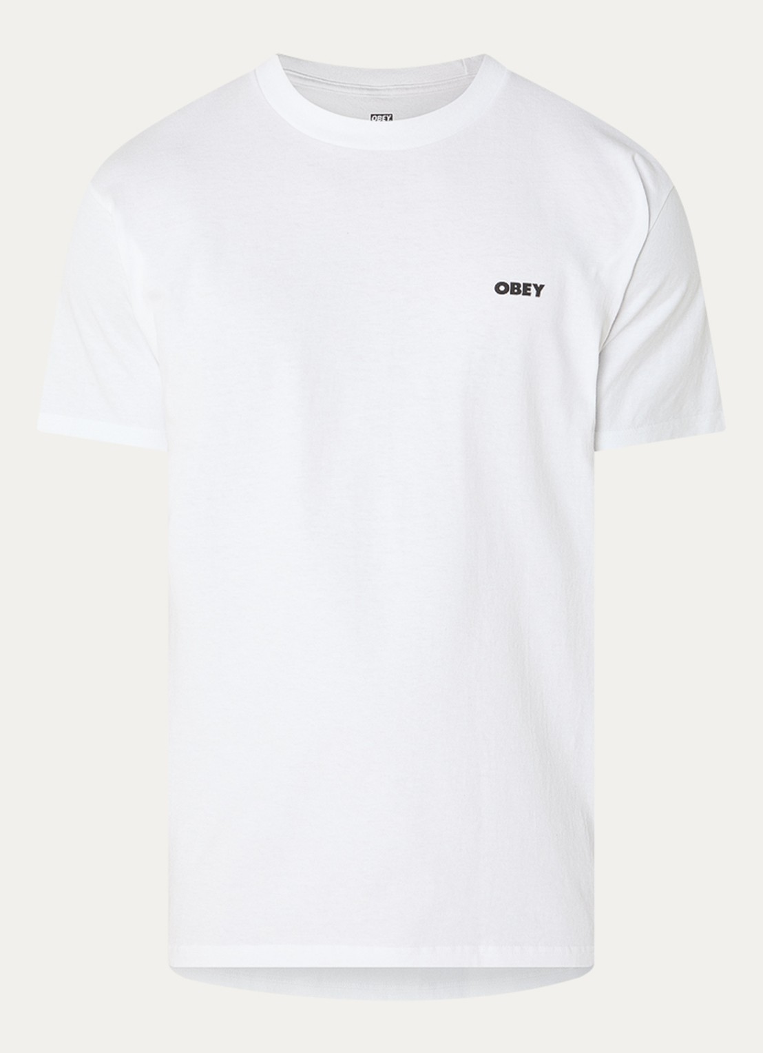 Obey Chalky T-shirt met logo- en backprint - voorkant wit