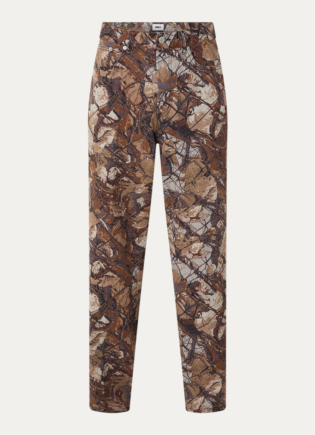 Obey Classic loose fit jeans met steekzakken - voorkant bruin