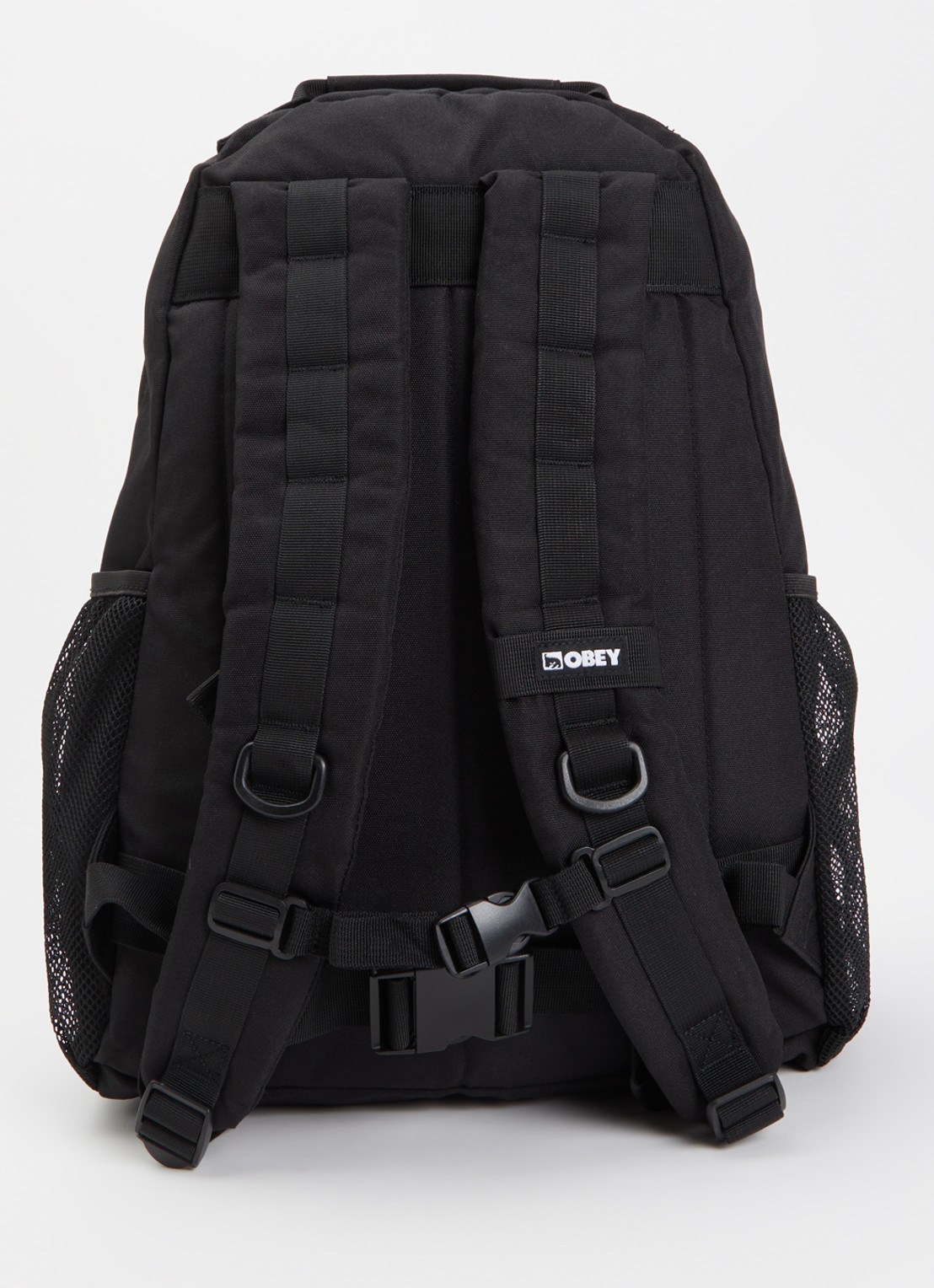 Obey Commuter rugzak met logo en 16 inch laptopvak - achterkant 2 zwart