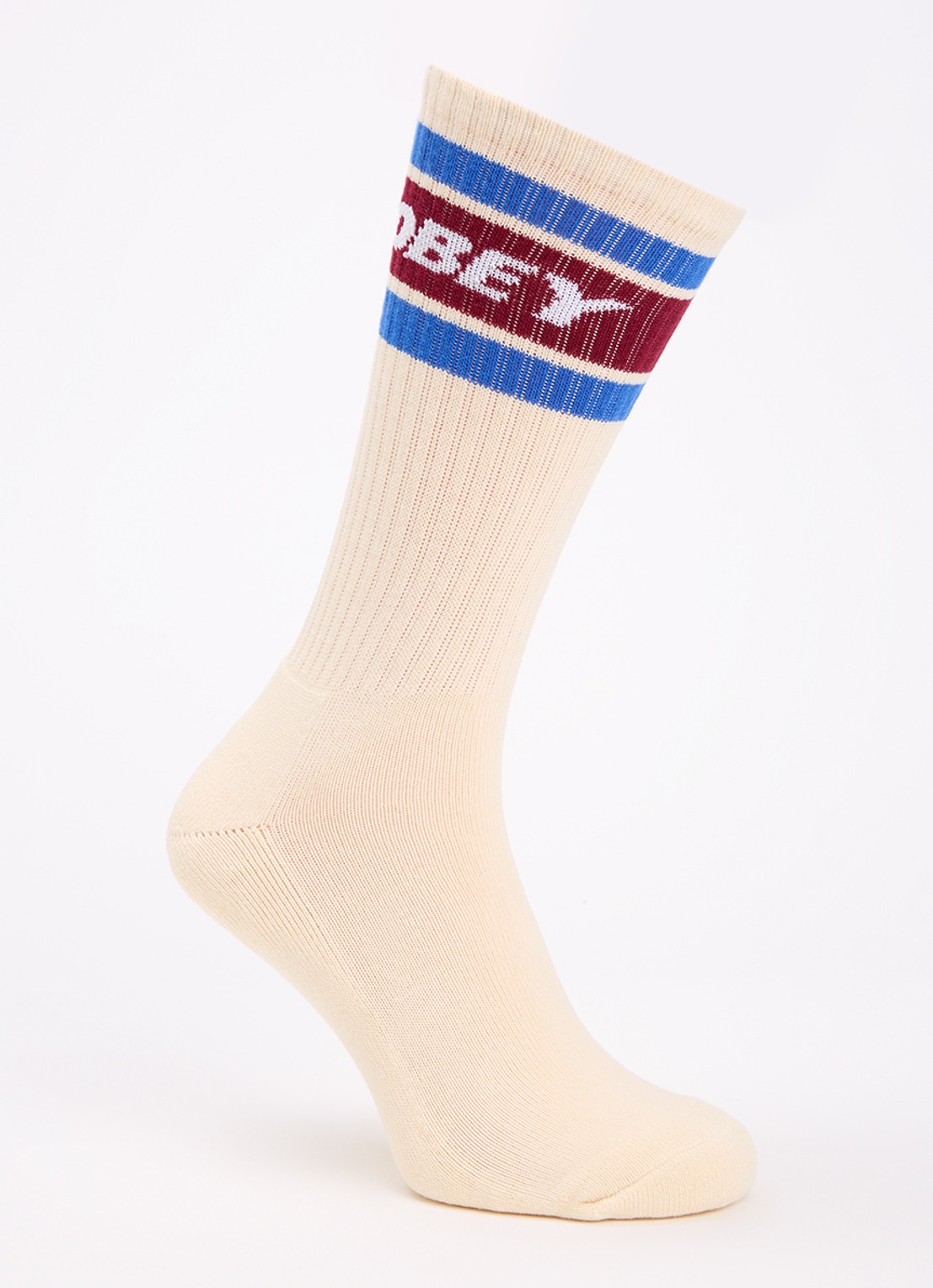 Obey Cooper sokken met logo - voorkant 2 creme