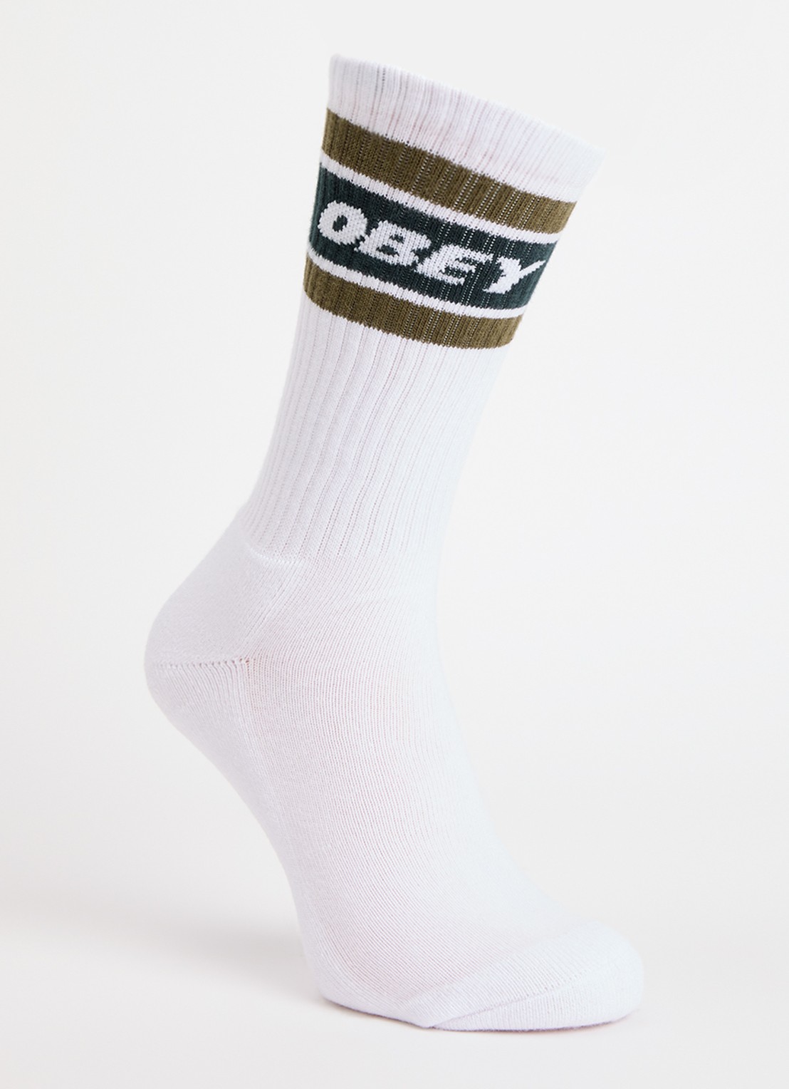Obey Cooper sokken met logo - voorkant bronsgroen