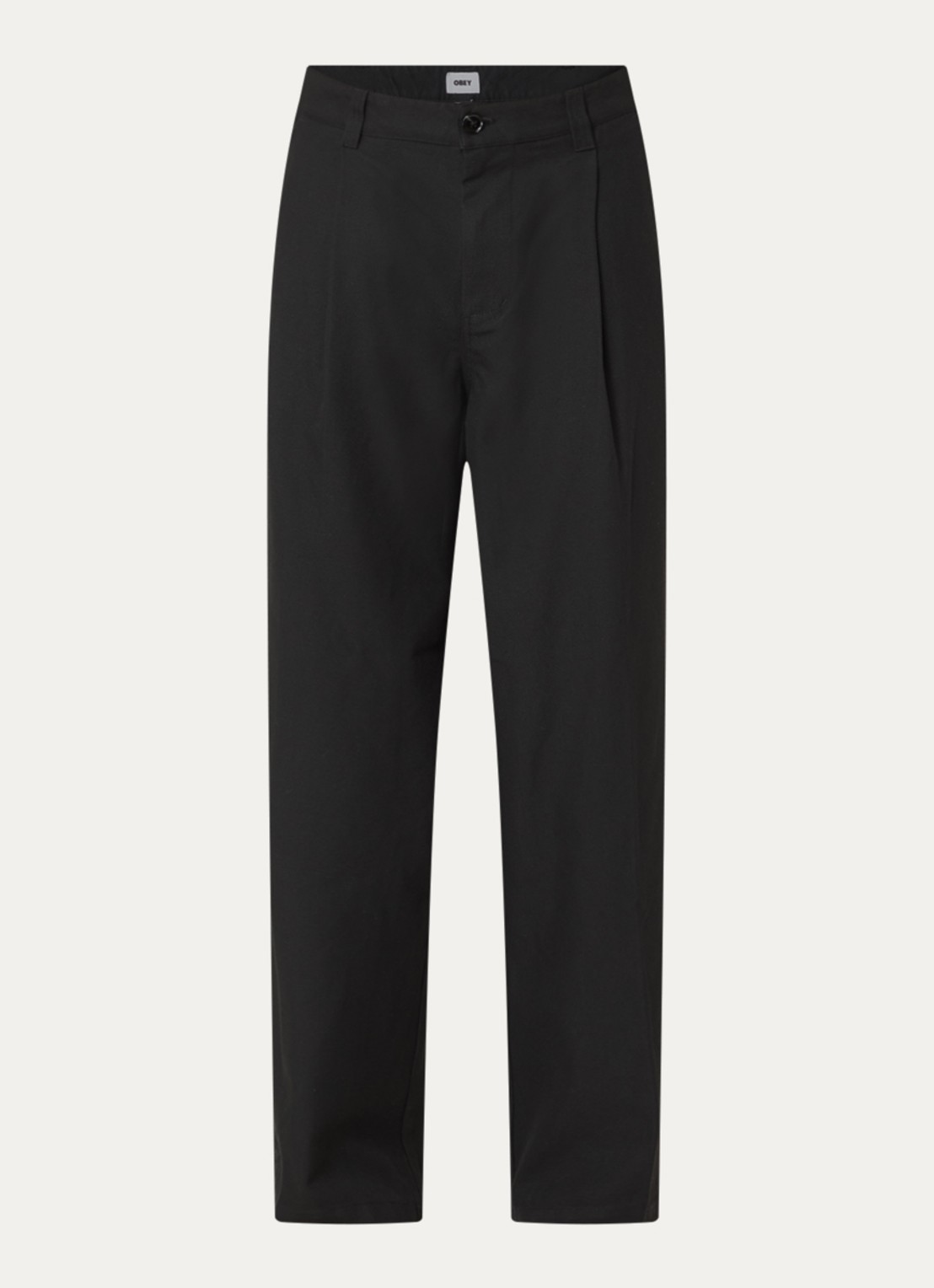 Obey Dean loose fit chino met steekzakken - voorkant zwart