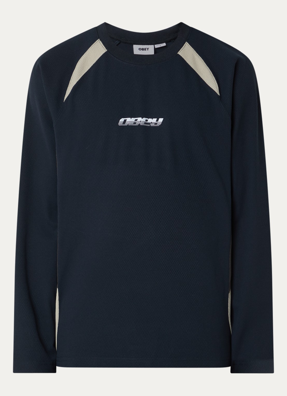 Obey Delta longsleeve met logo- en backprint - voorkant zwart