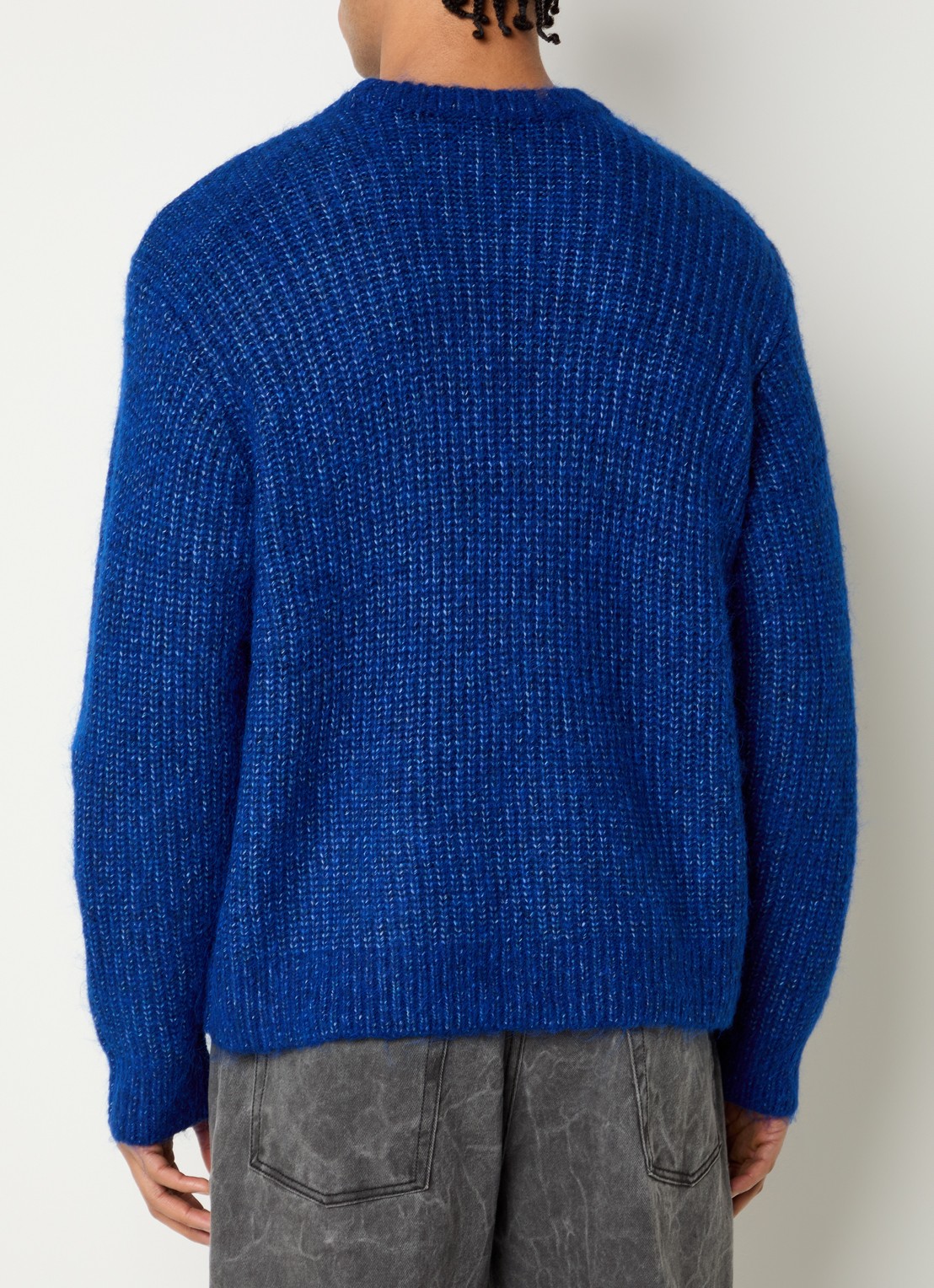 Obey Dexter grofgebreide trui in wolblend - achterkant royalblauw