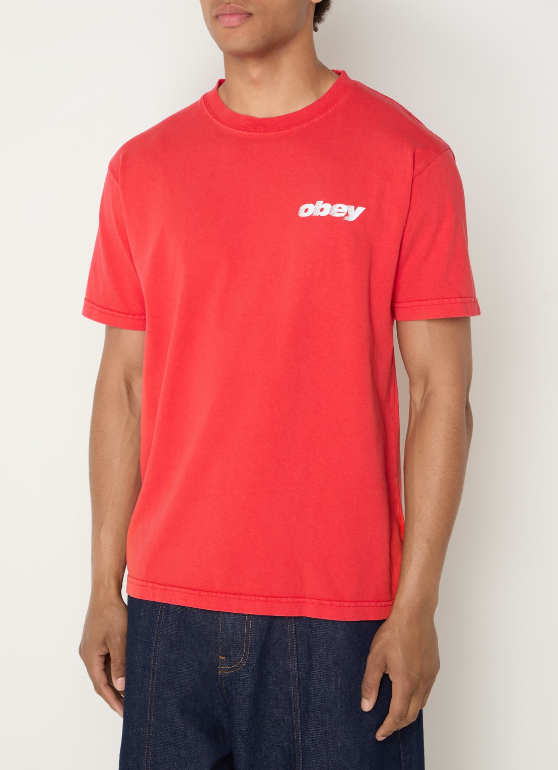 Obey Diffusion T-shirt met logo- en backprint - achterkant 3 rood