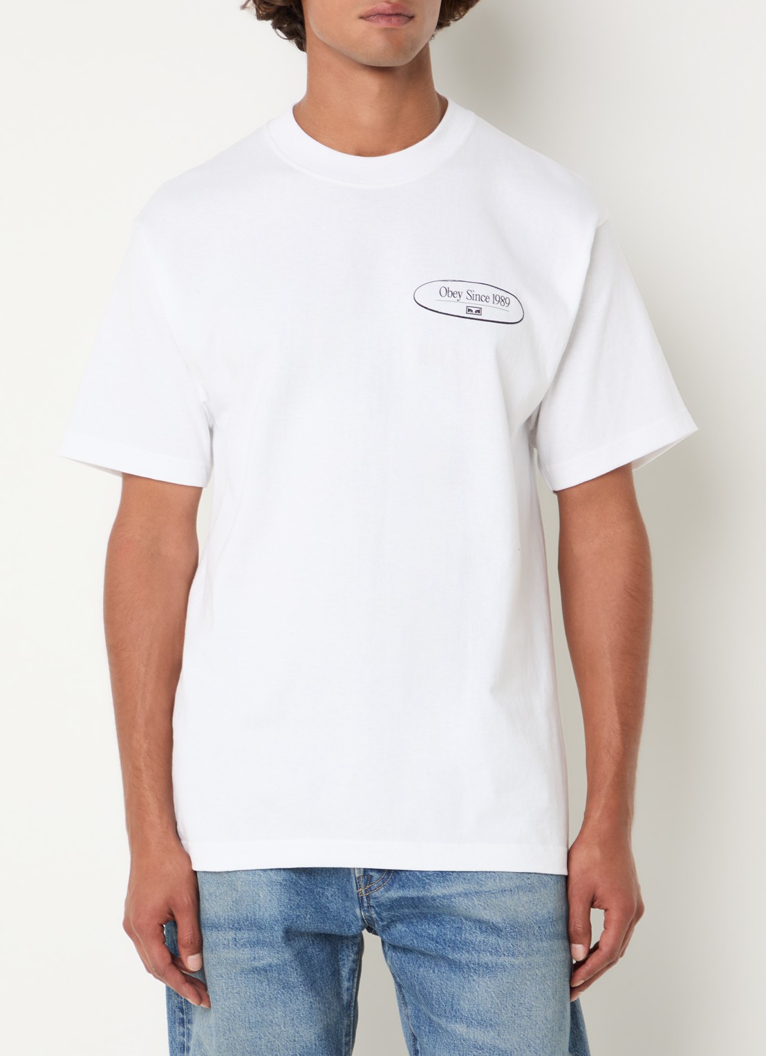 Obey Disruption T-shirt met logo- en backprint - achterkant 4 wit
