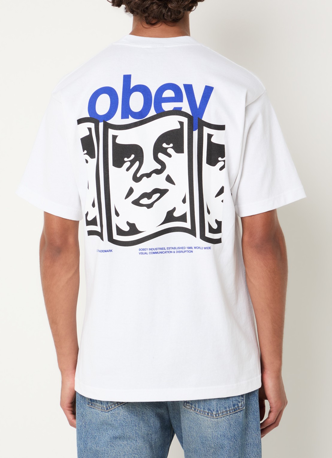 Obey Disruption T-shirt met logo- en backprint - detail wit
