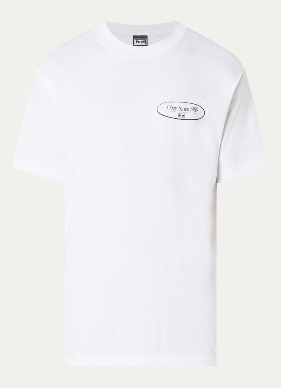 Obey Disruption T-shirt met logo- en backprint - voorkant 2 wit