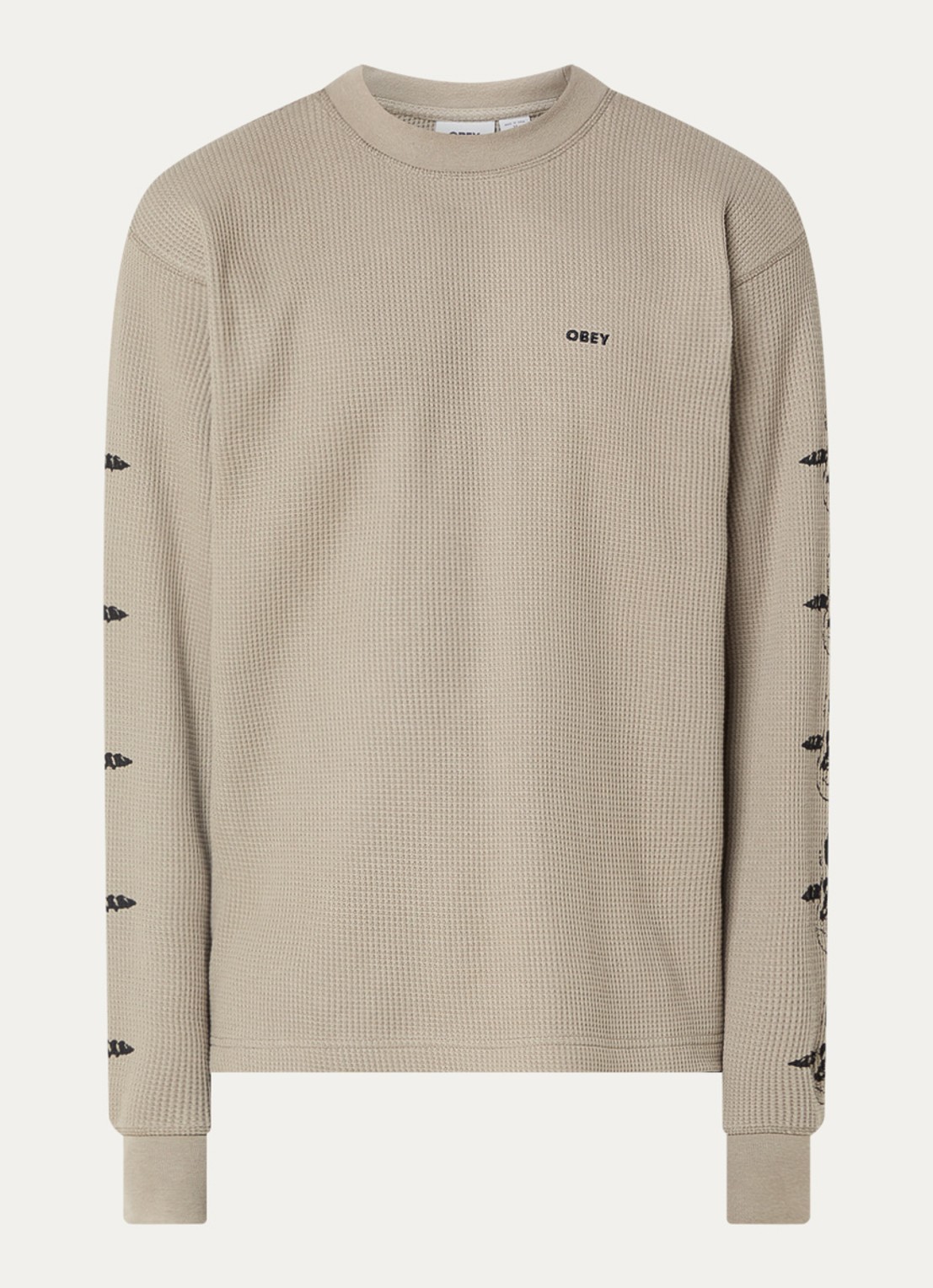 Obey Ears longsleeve met print - voorkant olijfgroen