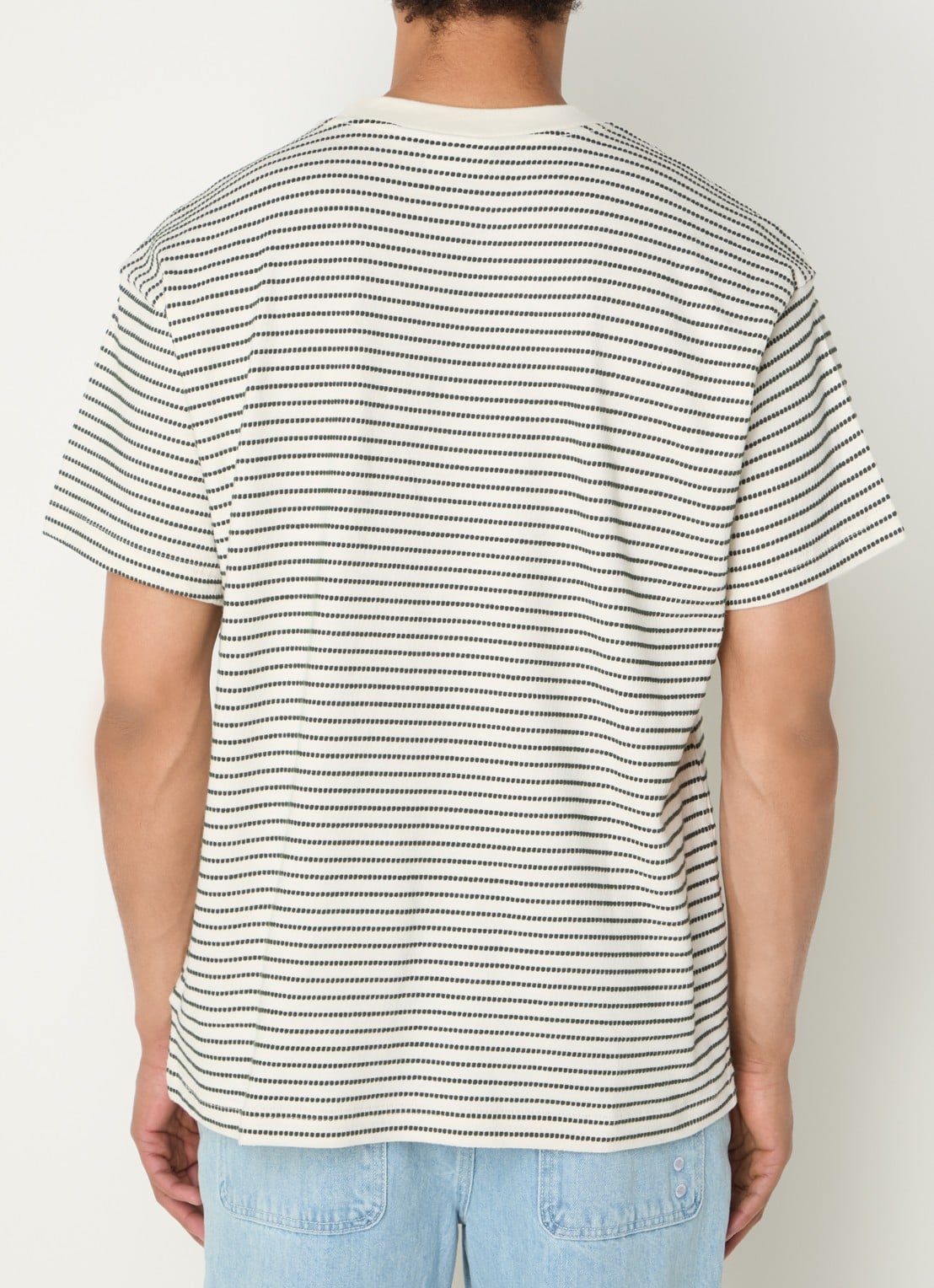 Obey Edwin T-shirt met streepprint - achterkant 2 donkergroen