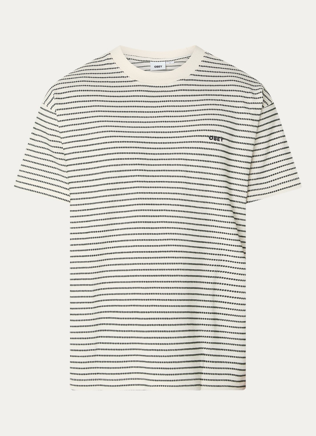 Obey Edwin T-shirt met streepprint - voorkant 3 donkergroen