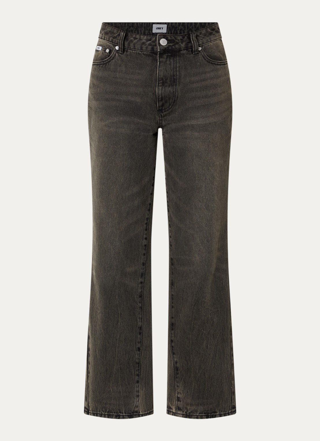 Obey Elara high waist wide fit jeans met gekleurde wassing - voorkant 2 antraciet