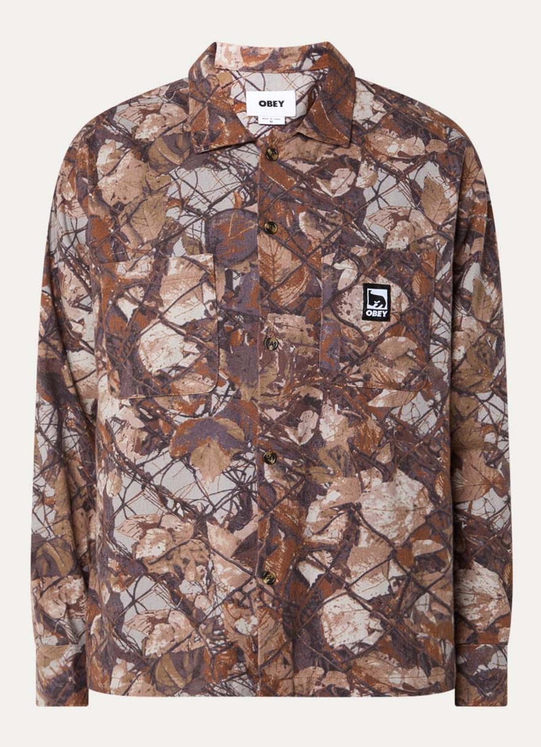 Obey Fence regular fit overhemd met print - voorkant 3 bruin