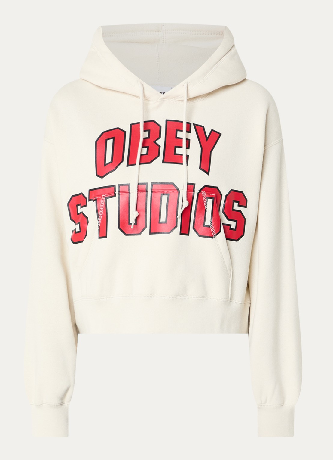 Obey Fijngebreide trui met logo - voorkant 4 ivoor
