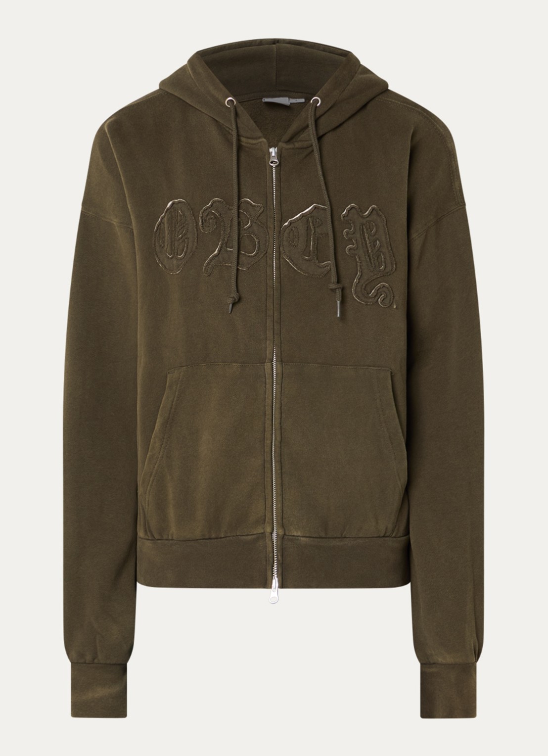 Obey Gothic sweatvest met logoborduring - voorkant 3 groen