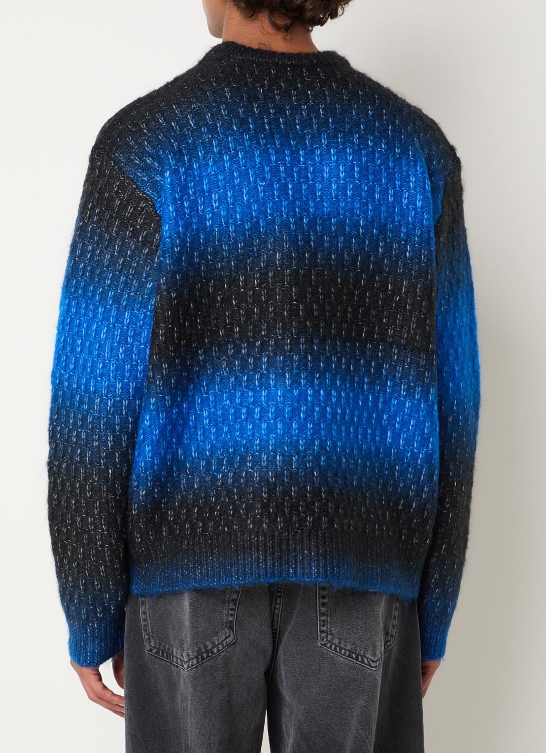 Obey Haze grofgebreide trui met streepprint - achterkant 4 blauw