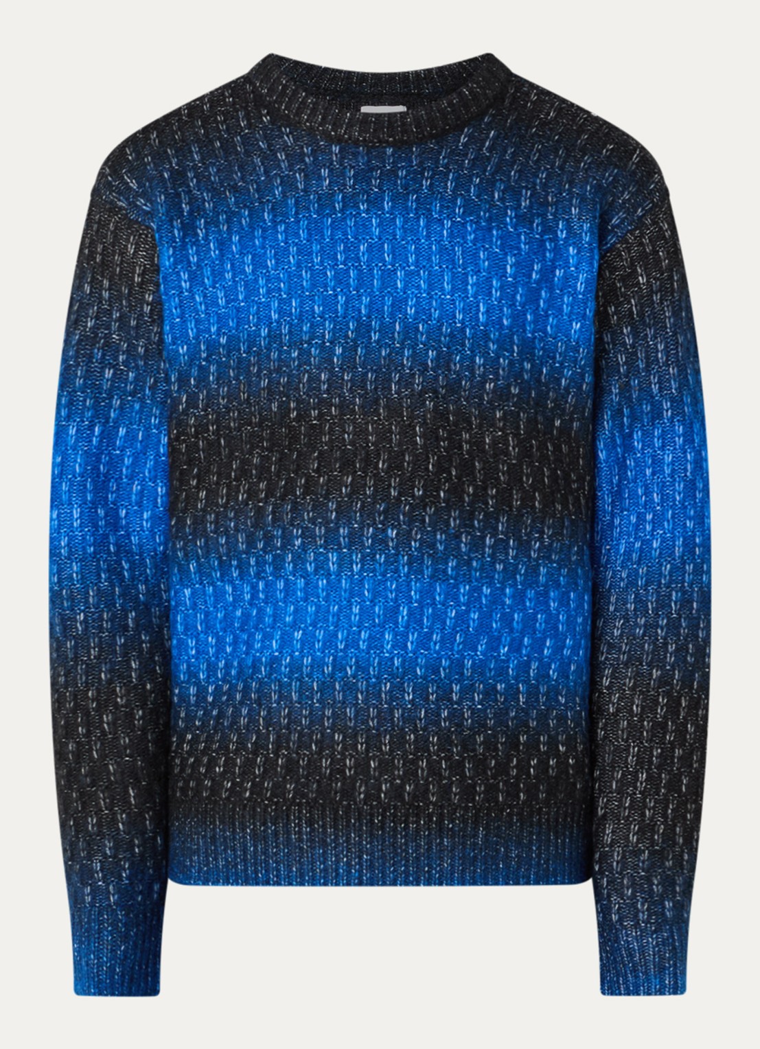 Obey Haze grofgebreide trui met streepprint - voorkant 2 blauw