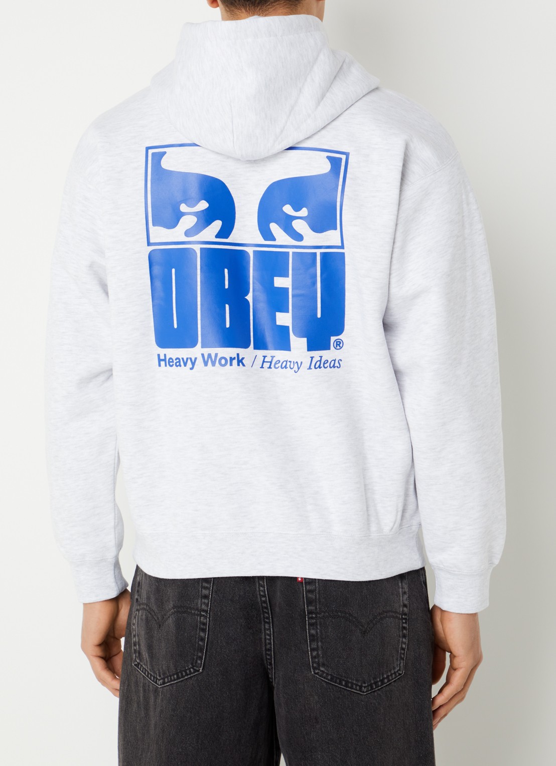 Obey Hoodie met front- en backprint - detail 4 grijs