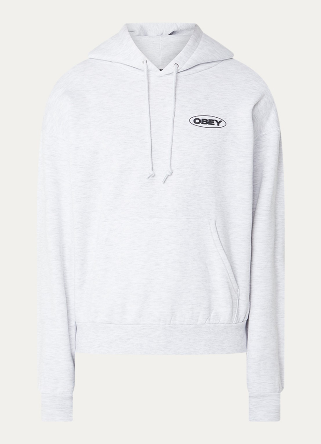 Obey Hoodie met front- en backprint - voorkant 2 grijs