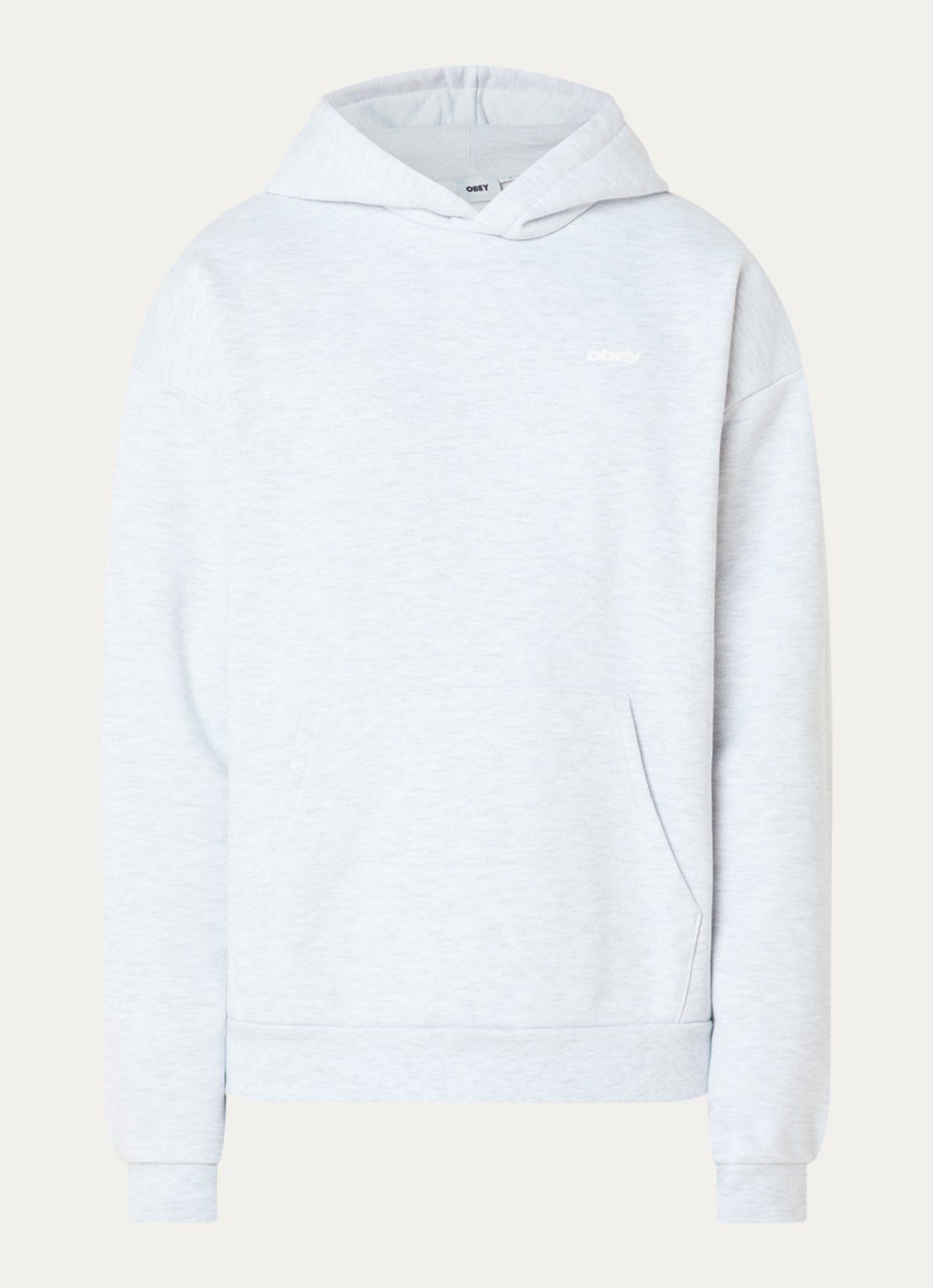 Obey Intercontinental hoodie met logo- en backprint - voorkant 2 grijsmele