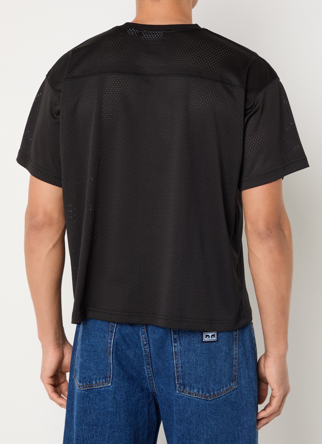 Obey Johnson Practice T-shirt van mesh met logoprint - achterkant 3 zwart