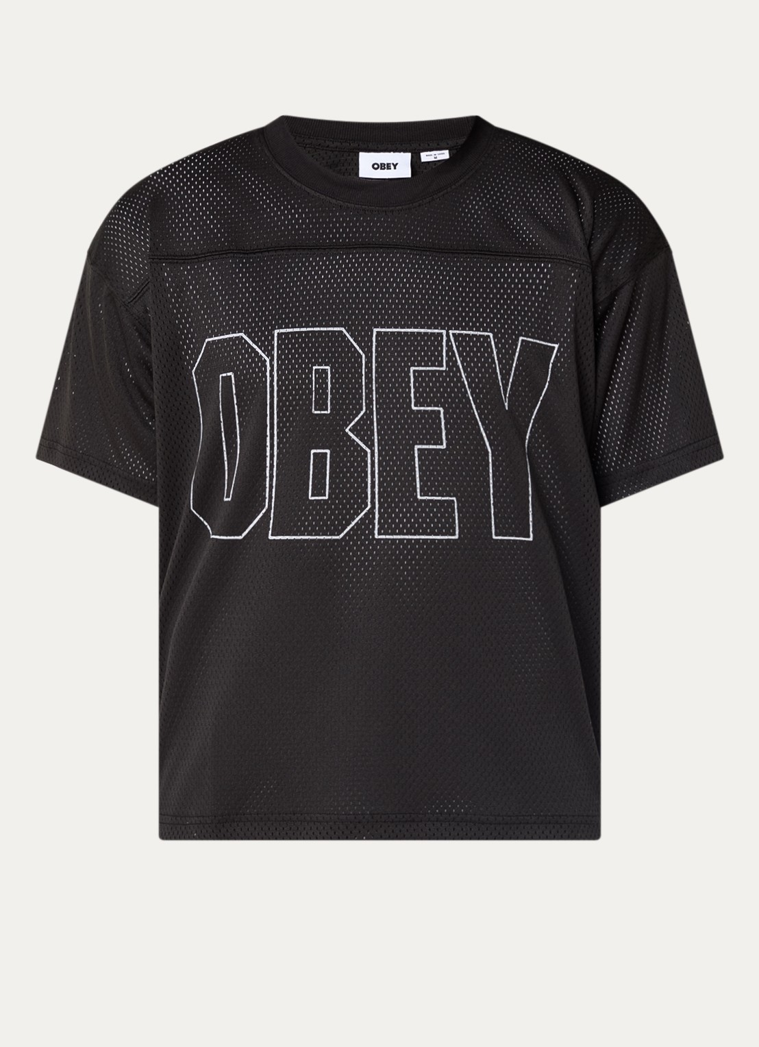 Obey Johnson Practice T-shirt van mesh met logoprint - voorkant 4 zwart