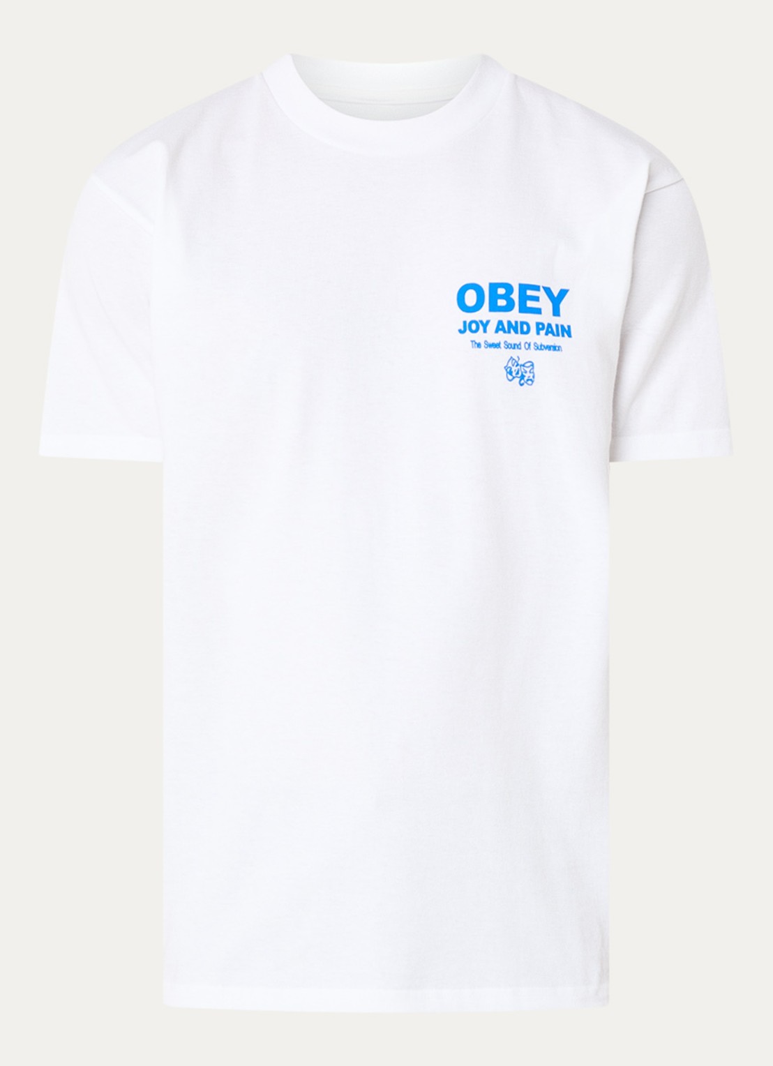 Obey Joy and Pain T-shirt met logo- en backprint - voorkant 3 wit