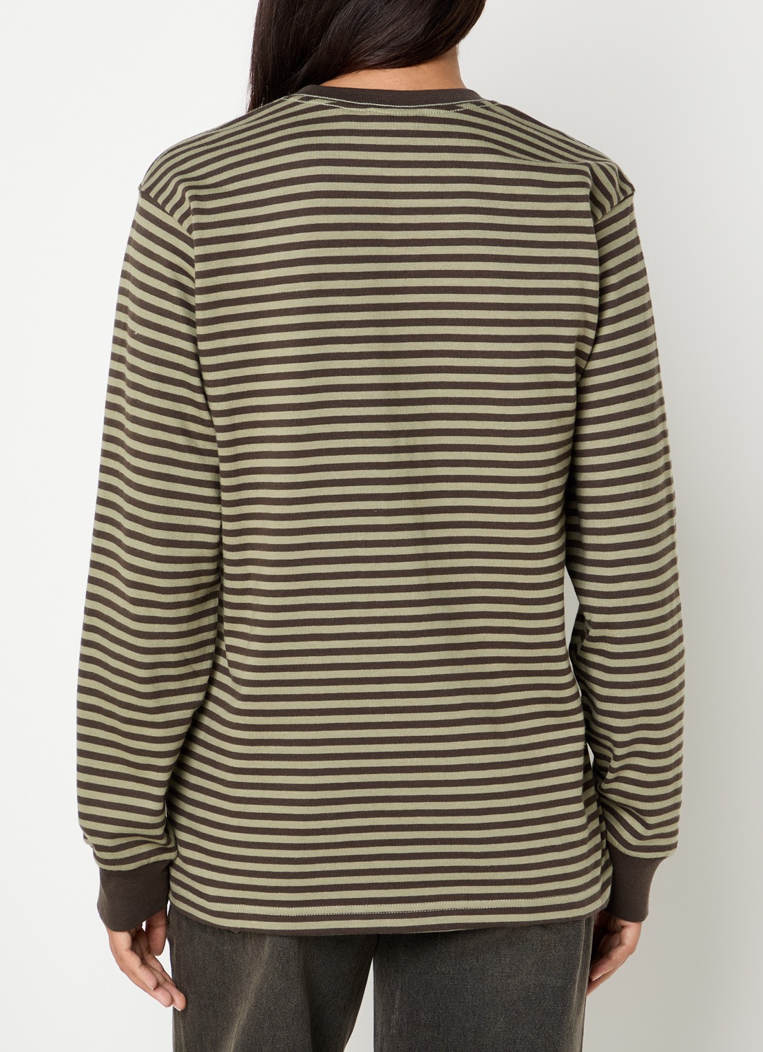 Obey Long sleeve met streepprint en logo - achterkant 4 lichtgrijs