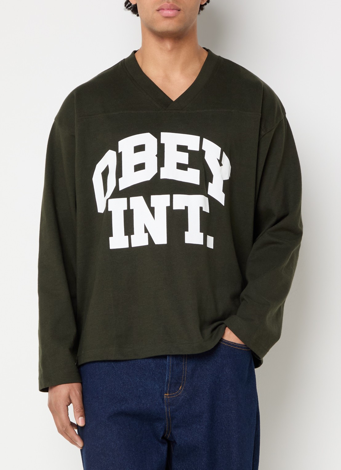 Obey Longsleeve met logoprint - detail 4 bronsgroen