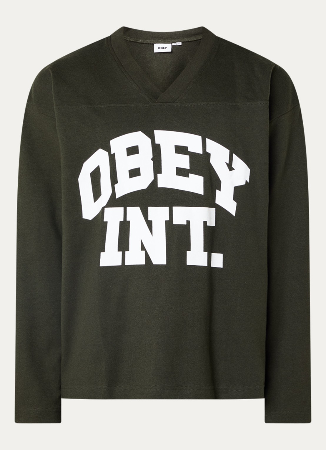 Obey Longsleeve met logoprint - voorkant bronsgroen