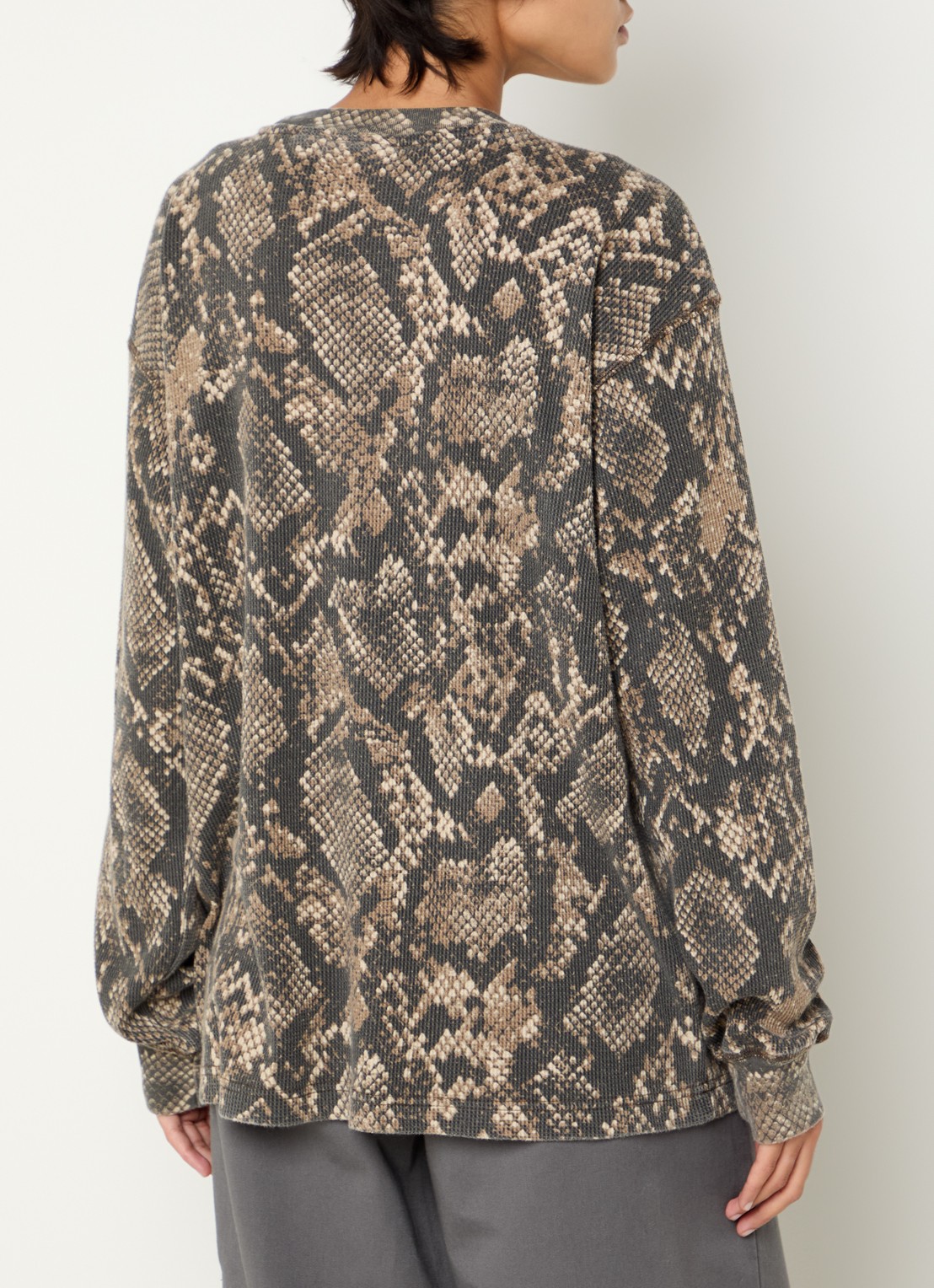 Obey Longsleeve met slangenprint en structuur - achterkant 2 bruin