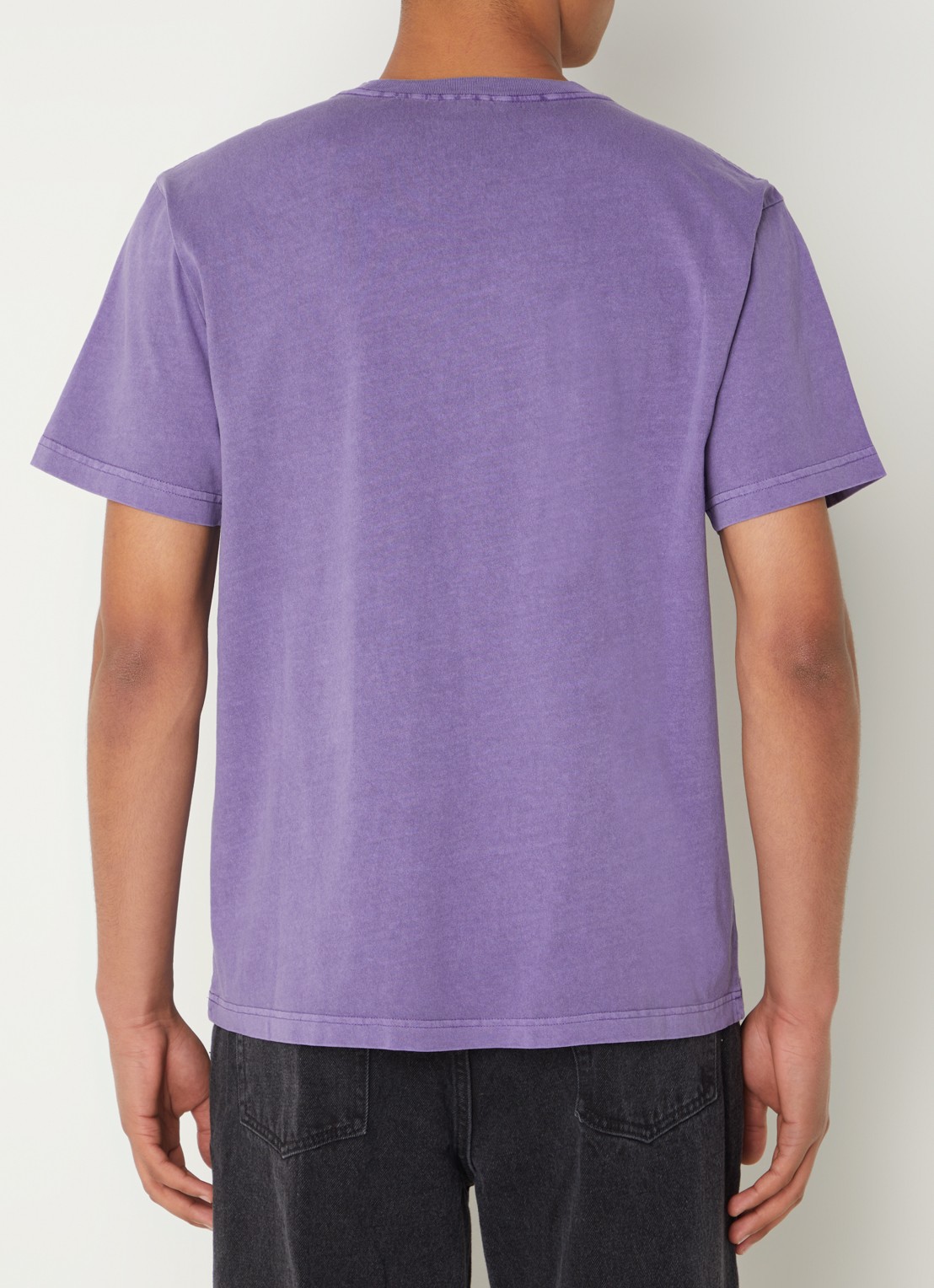 Obey Lowercase Pigment T-shirt met logoborduring - achterkant 2 lila