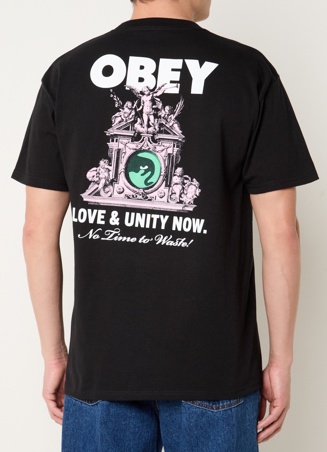 Obey Manifesto T-shirt met logo- en backprint - detail 2 zwart