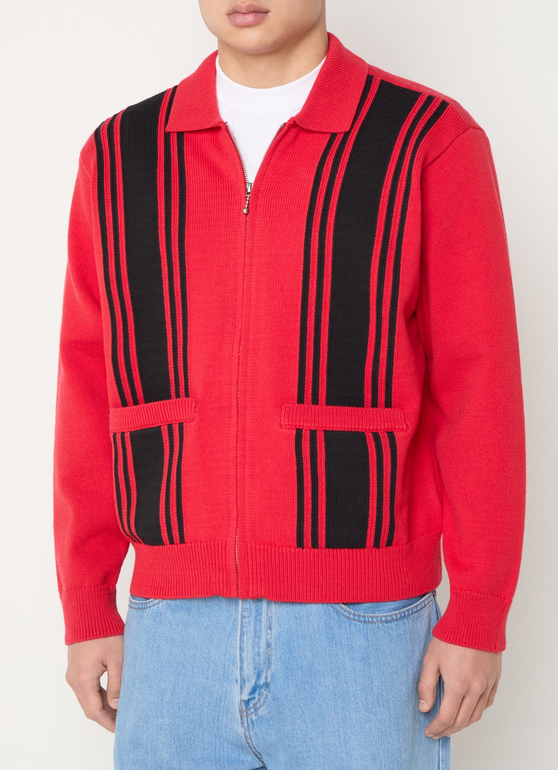 Obey Matt fijngebreid vest met opgestikte zakken - detail 3 rood