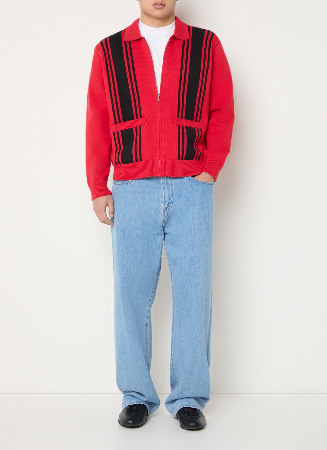 Obey Matt fijngebreid vest met opgestikte zakken - voorkant 2 rood
