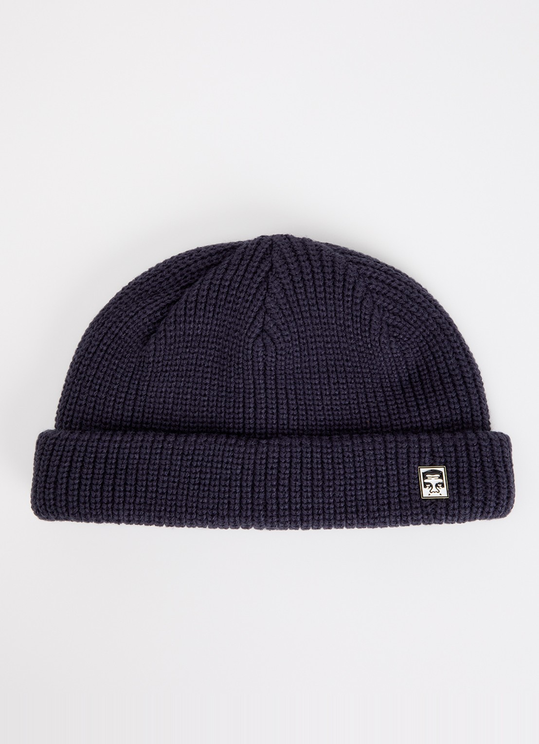 Obey Micro ribgebreide muts met logo - voorkant donkerblauw