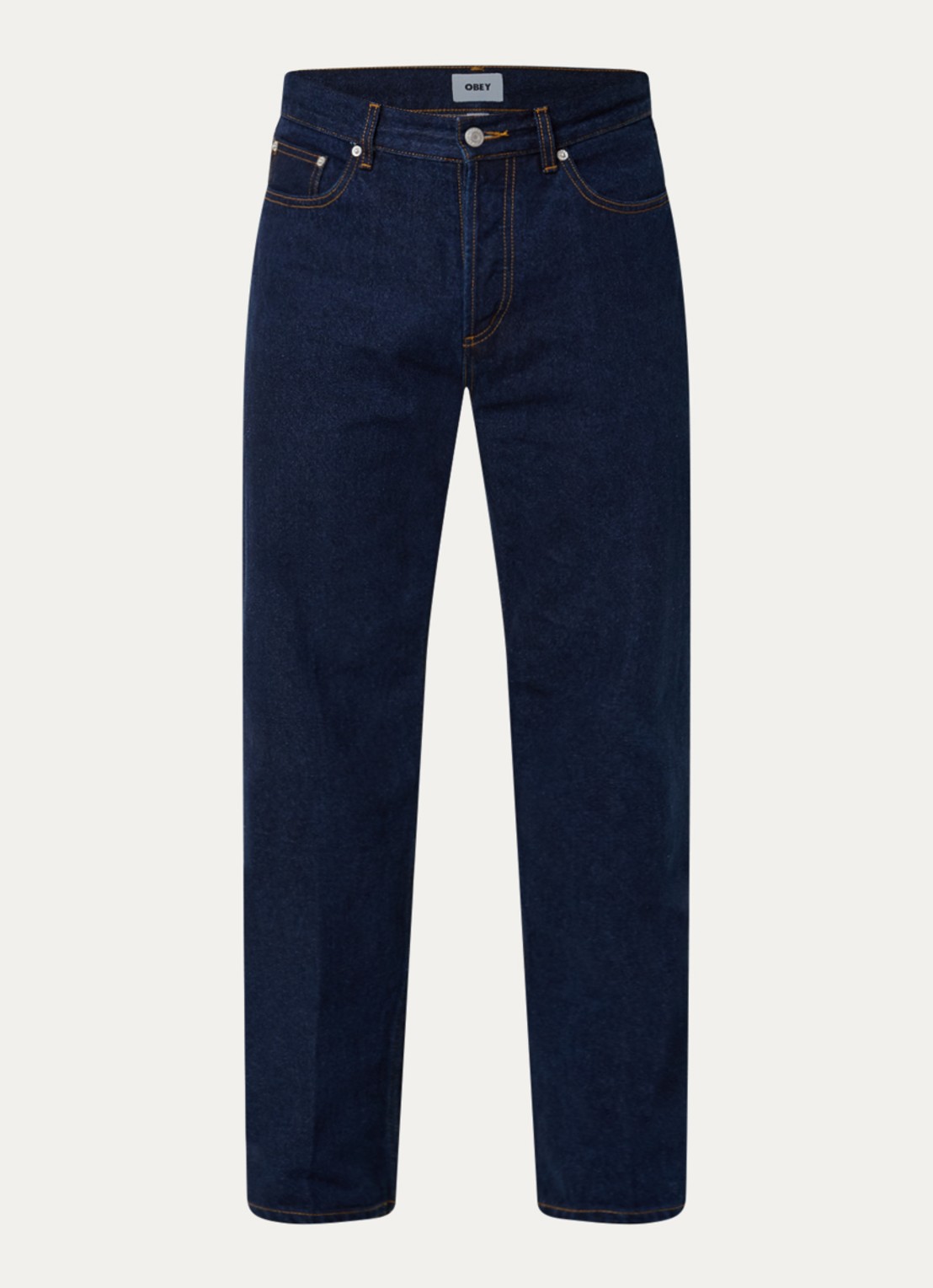 Obey Mid waist straight leg jeans met donkere wassing - voorkant 3 indigo