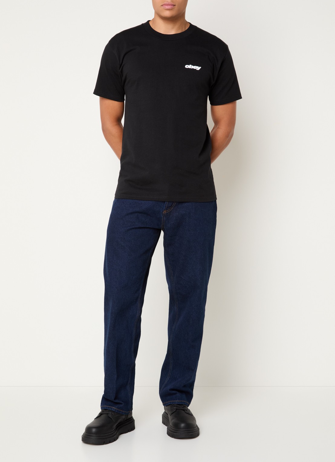 Obey Mid waist straight leg jeans met donkere wassing - voorkant 4 indigo