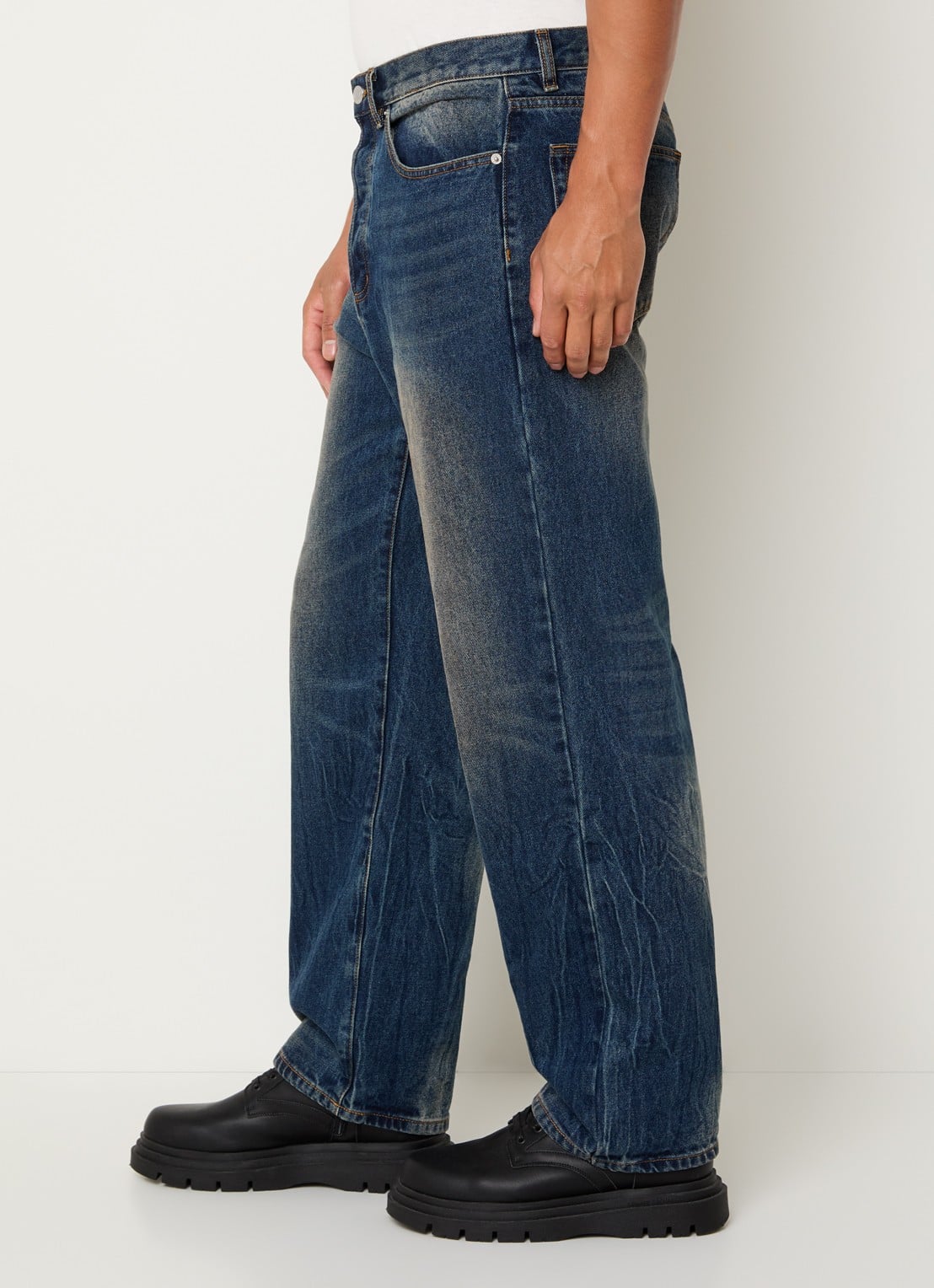 Obey Mid waist straight leg jeans met medium wassing - detail 4 indigo