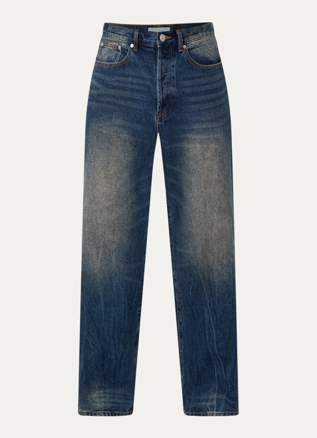 Obey Mid waist straight leg jeans met medium wassing - voorkant indigo