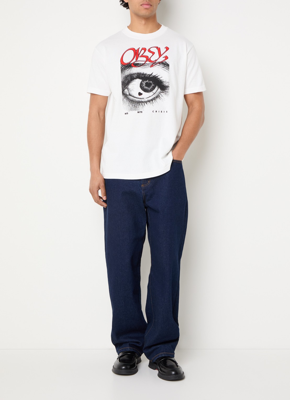 Obey Midnite Crisis T-shirt met print - voorkant 3 wit