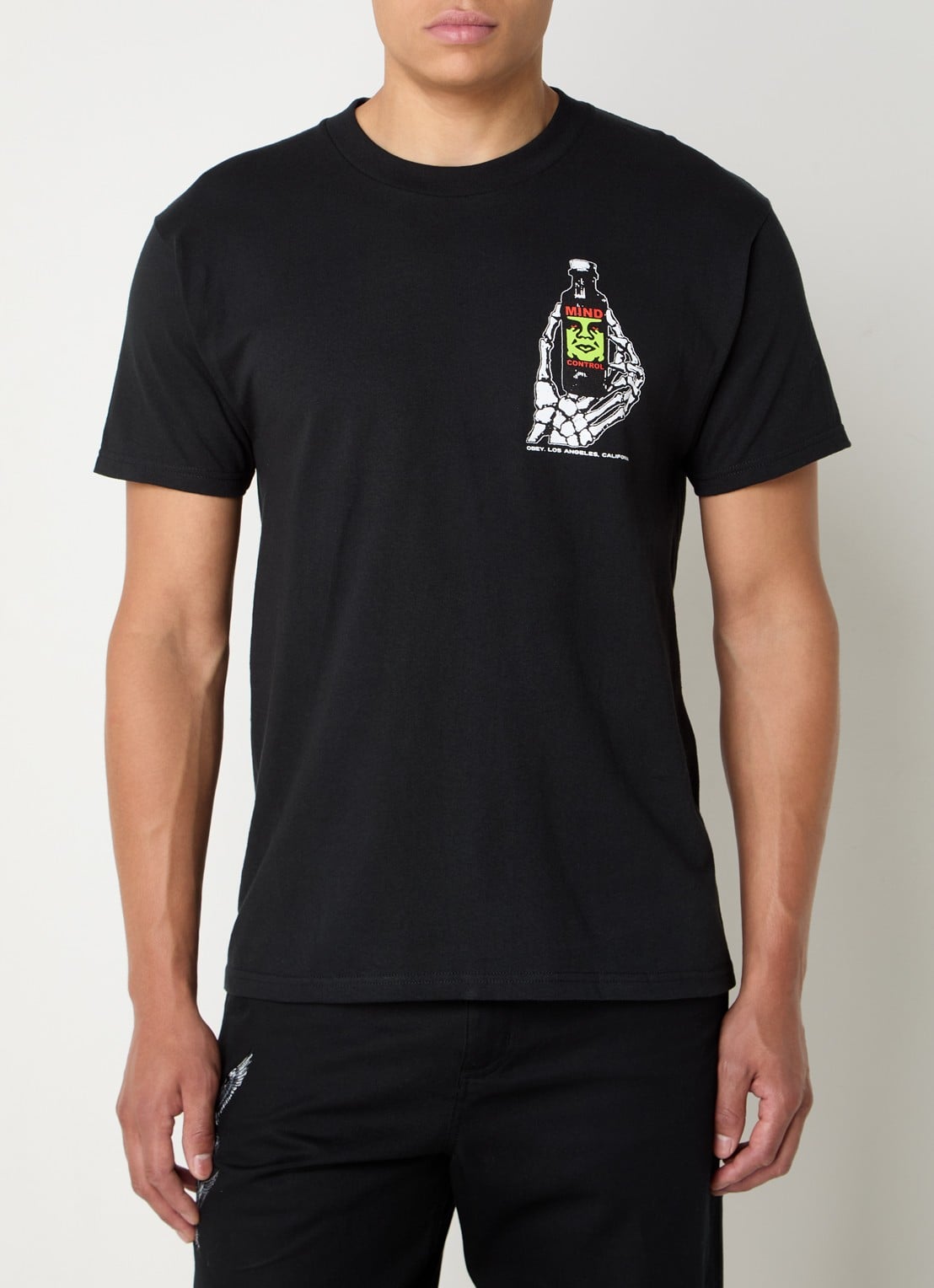Obey Mind Control T-shirt met front- en backprint - achterkant 4 zwart