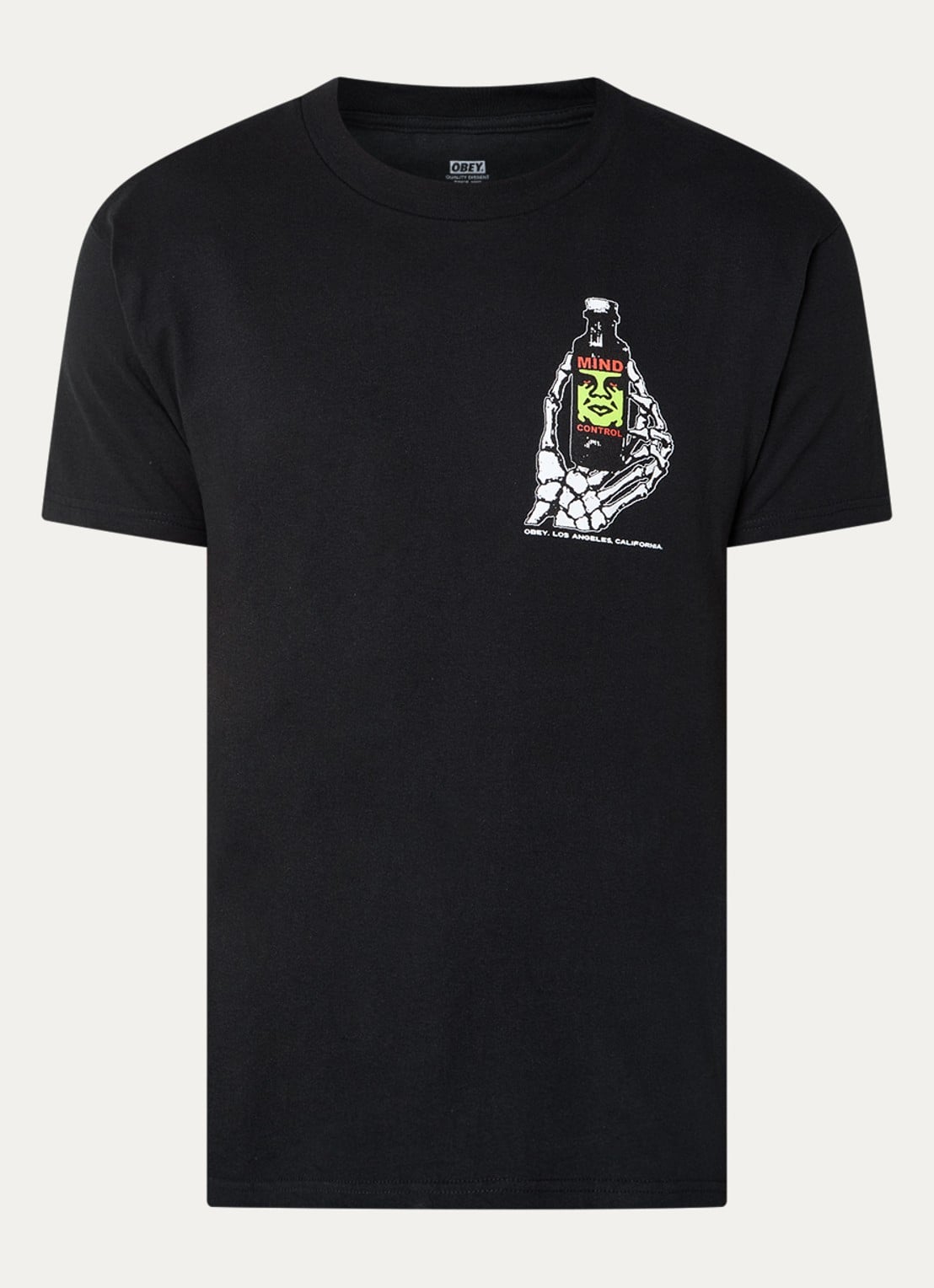 Obey Mind Control T-shirt met front- en backprint - voorkant zwart