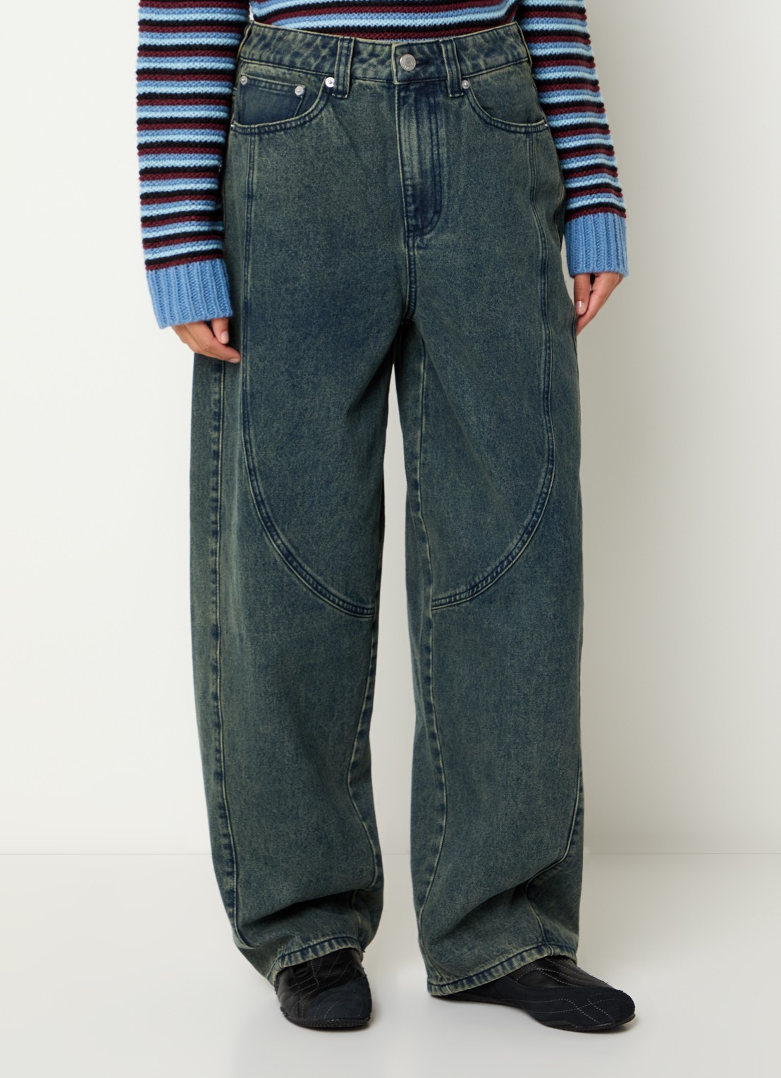 Obey Nana high waist wide leg jeans met medium wassing - detail 4 indigo